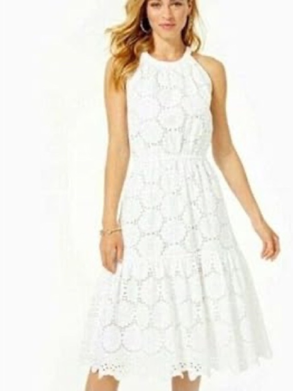 Lilly Pulitzer Alda Midi White Eyelet Dress Small
